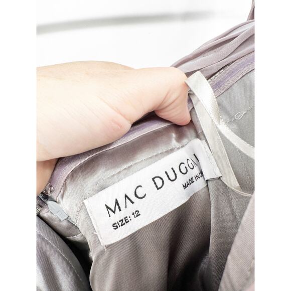 Mac Duggal 67485 Pearl Gray Chiffon Satin Off Shoulder Gown 12 NEW - Picture 6 of 7